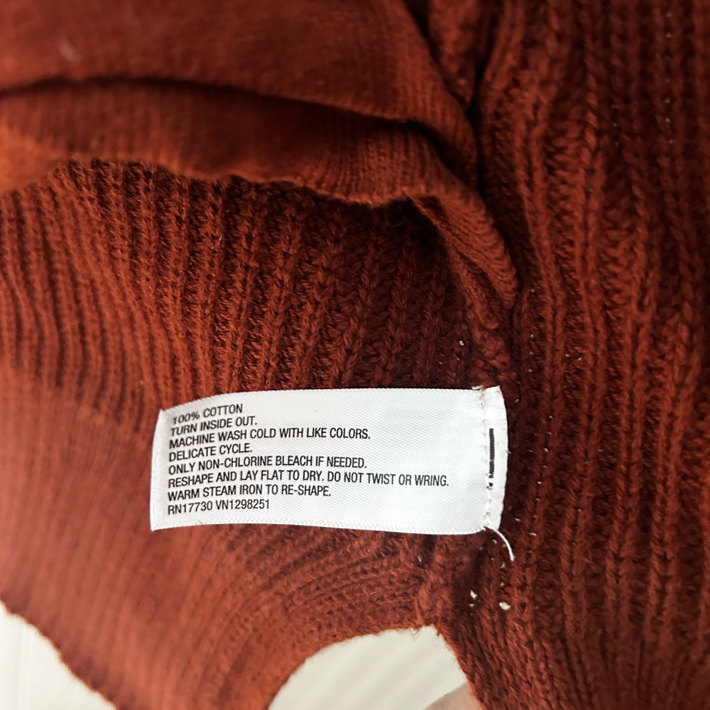 Universal Thread Medium Rich Burgundy Rust Open Front Knit Cotton Cardigan - Picture 3 of 6